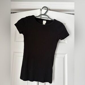 H&M Black Ribbed Short Sleeve Crew